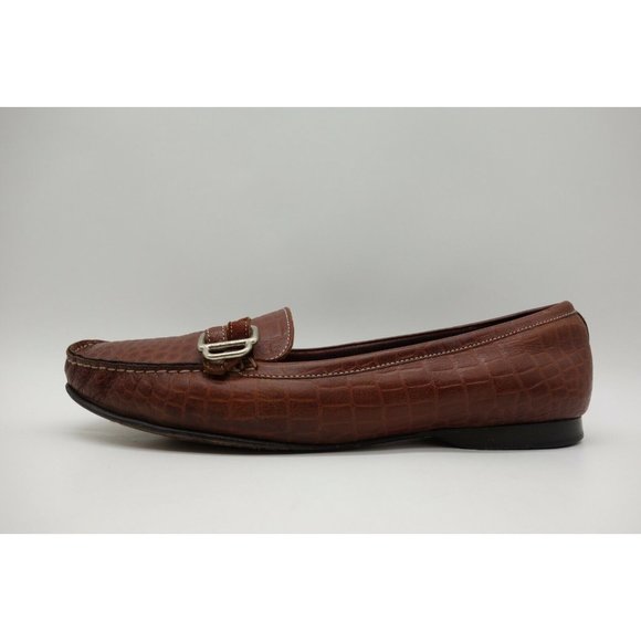 Cole Haan Brown Leather Buckle Toe Slip On Low Heel Flats Shoes Women's 10 B - Picture 6 of 11